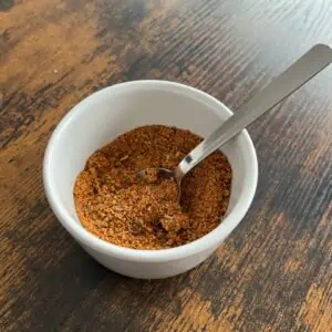 dry rib rub in a bowl on a table