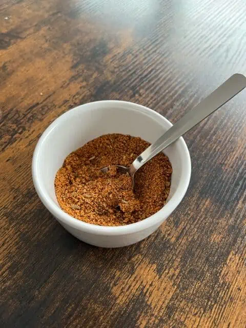 dry rib rub in a bowl on a table