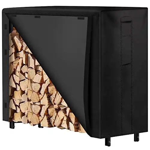 Amagabeli 4ft Firewood Log Rack with Cover Combo Set