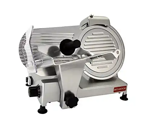 BESWOOD 10" Premium Chromium-plated Steel Blade Electric Deli Meat Cheese Food Slicer