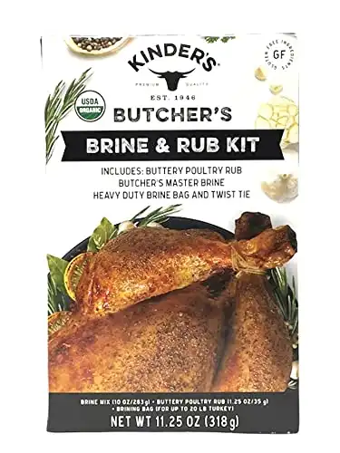 Kinder's Butcher's Organic Turkey Brine and Rub Kit with Brining Bag, 11.25-ounces, Gluten Free, USDA Organic, Kosher