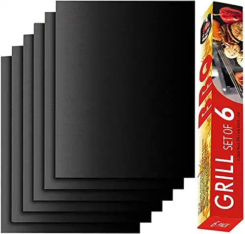 Grill Mat Set of 6-100% Non-Stick BBQ Grill Mats